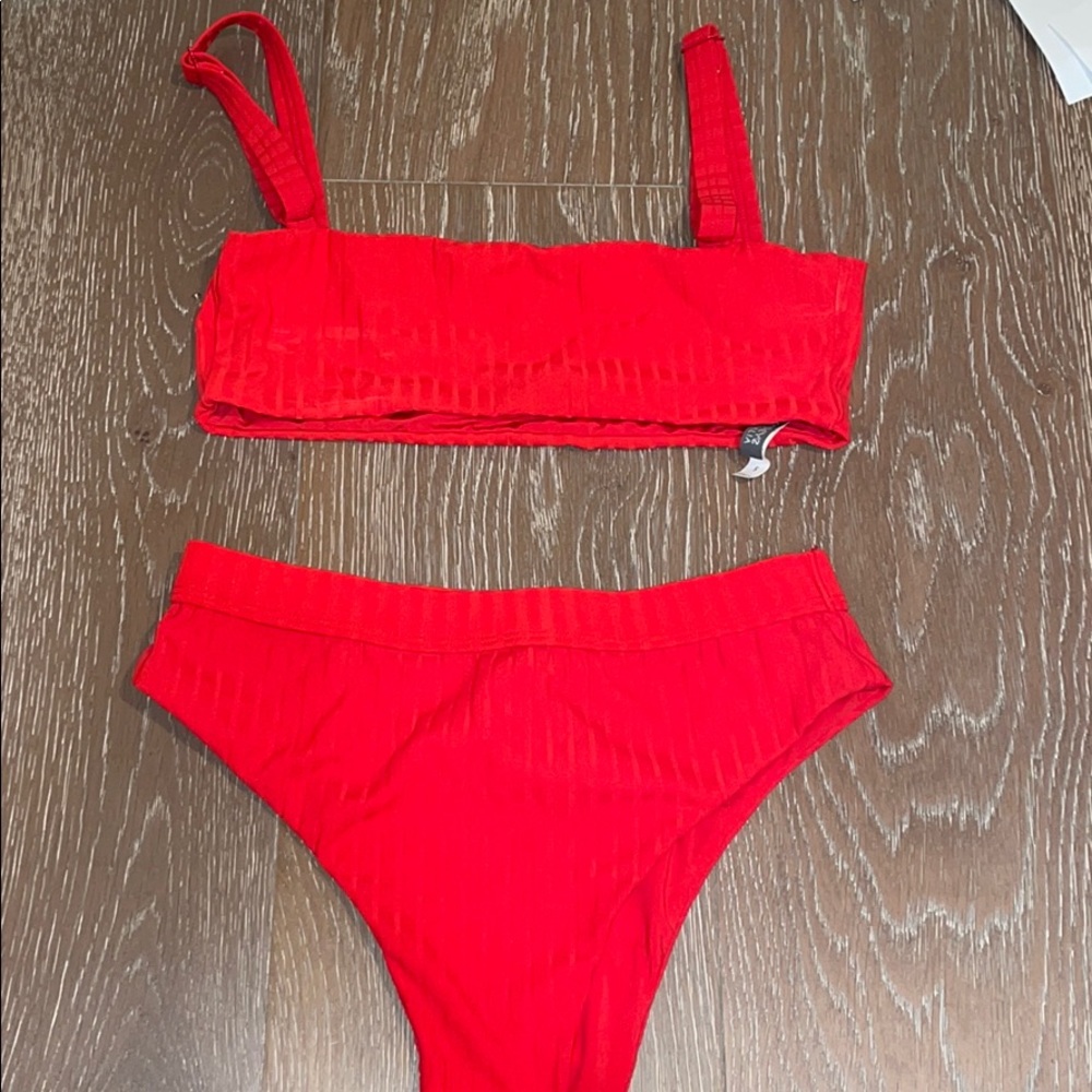 Bondeye swim high waisted red bikini